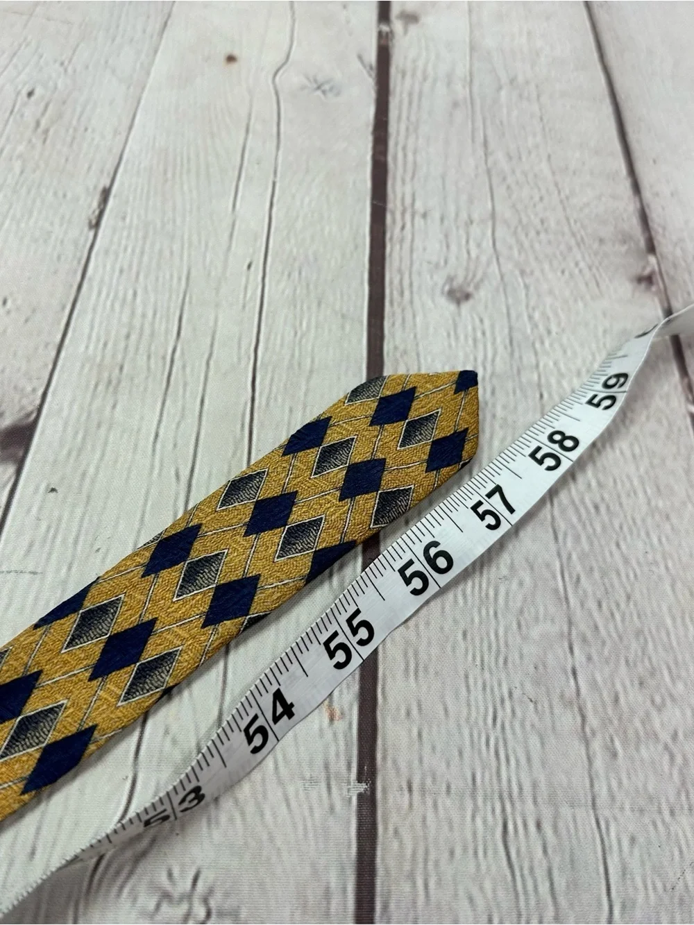 Kenneth Cole classic Gold Navy Diamond geometric Silk Tie menswear office preppy
